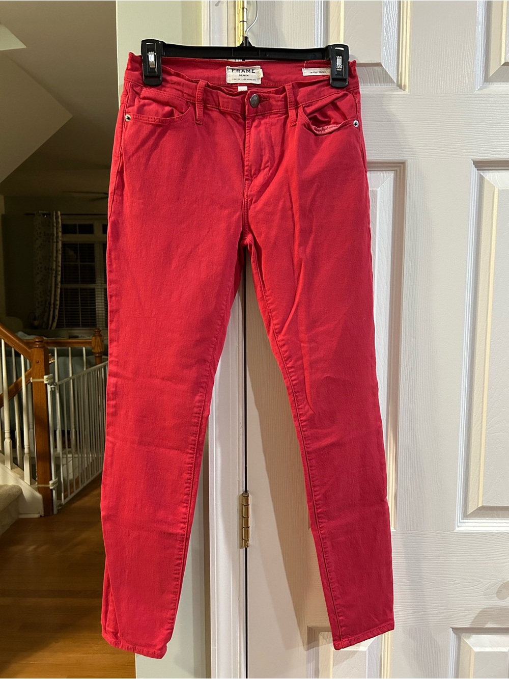 Frame Denim Vintage Red Skinny Jeans